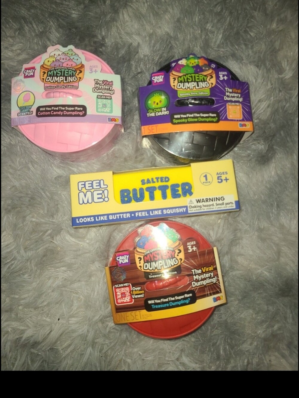 Five And Below 3xMystery Dumpling & 1 Salted Butter Squishy Toy Unopened
